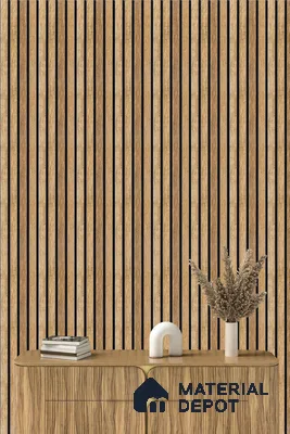Brown Wooden Louver PN 05277 8 ft x 4.9 inch Charcoal Panel - 11 mm | Suitable for Feature Wall, TV Unit & Living Room | Width is Subjected to 5% Variation