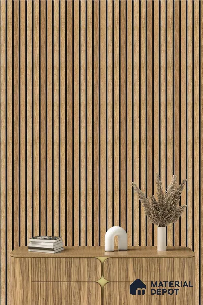 Brown Wooden Louver PN 05277 8 ft x 4.9 inch Charcoal Panel - 11 mm | Suitable for Feature Wall, TV Unit & Living Room | Width is Subjected to 5% Variation