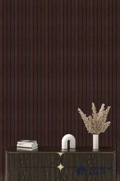 Brown Wooden Louver PN 05278 8 ft x 4.9 inch Charcoal Panel - 11 mm | Suitable for Feature Wall, TV Unit & Living Room | Width is Subjected to 5% Variation