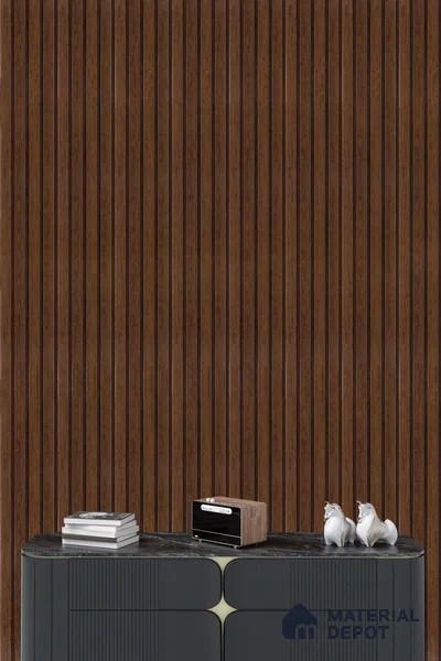 Brown Wooden Louver PN 05279 8 ft x 4.9 inch Charcoal Panel - 11 mm | Suitable for Feature Wall, TV Unit & Living Room | Width is Subjected to 5% Variation
