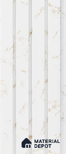 White Marble Louver PN 05281 8 ft x 4.9 inch Charcoal Panel - 11 mm | Suitable for Feature Wall, TV Unit & Living Room | Width is Subjected to 5% Variation