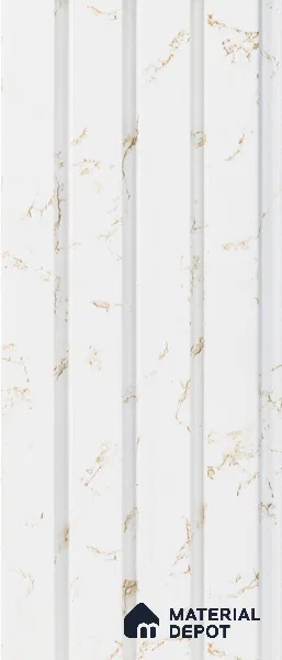 White Marble Louver PN 05281 8 ft x 4.9 inch Charcoal Panel - 11 mm | Suitable for Feature Wall, TV Unit & Living Room | Width is Subjected to 5% Variation