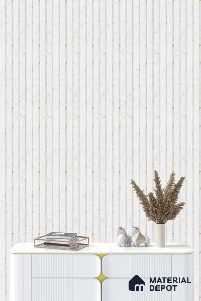 White Marble Louver PN 05281 8 ft x 4.9 inch Charcoal Panel - 11 mm | Suitable for Feature Wall, TV Unit & Living Room | Width is Subjected to 5% Variation