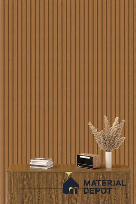 Brown Wooden Louver PN 05282 8 ft x 4.9 inch Charcoal Panel - 11 mm | Suitable for Feature Wall, TV Unit & Living Room | Width is Subjected to 5% Variation