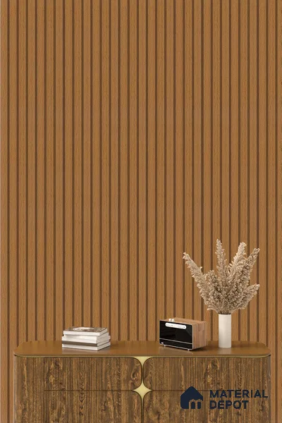 Brown Wooden Louver PN 05282 8 ft x 4.9 inch Charcoal Panel - 11 mm | Suitable for Feature Wall, TV Unit & Living Room | Width is Subjected to 5% Variation