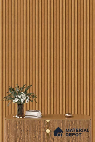 Brown Wooden Louver PN 05284 8 ft x 4.9 inch Charcoal Panel - 11 mm | Suitable for Feature Wall, TV Unit & Living Room | Width is Subjected to 5% Variation