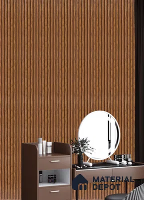Brown Wooden Louver PN 05288 8 ft x 4.8 inch Charcoal Panel - 12 mm | Suitable for Feature Wall, TV Unit & Living Room | Width is Subjected to 5% Variation