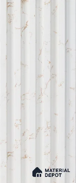 White Marble Louver PN 05292 8 ft x 4.8 inch Charcoal Panel - 12 mm | Suitable for Feature Wall, TV Unit & Living Room | Width is Subjected to 5% Variation