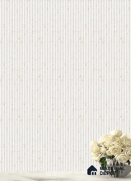 White Marble Louver PN 05292 8 ft x 4.8 inch Charcoal Panel - 12 mm | Suitable for Feature Wall, TV Unit & Living Room | Width is Subjected to 5% Variation
