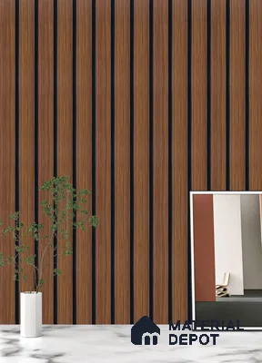 Brown Wooden Louver PN 05318 8 ft x 4.7 inch Charcoal Panel - 12 mm | Suitable for Feature Wall, TV Unit & Living Room | Width is Subjected to 5% Variation