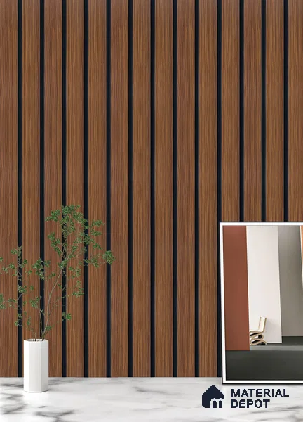 Brown Wooden Louver PN 05318 8 ft x 4.7 inch Charcoal Panel - 12 mm | Suitable for Feature Wall, TV Unit & Living Room | Width is Subjected to 5% Variation