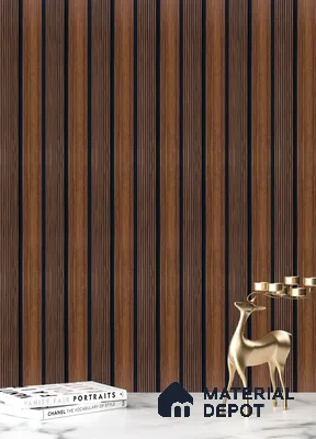 Brown Wooden Louver PN 05319 8 ft x 4.7 inch Charcoal Panel - 12 mm | Suitable for Feature Wall, TV Unit & Living Room | Width is Subjected to 5% Variation