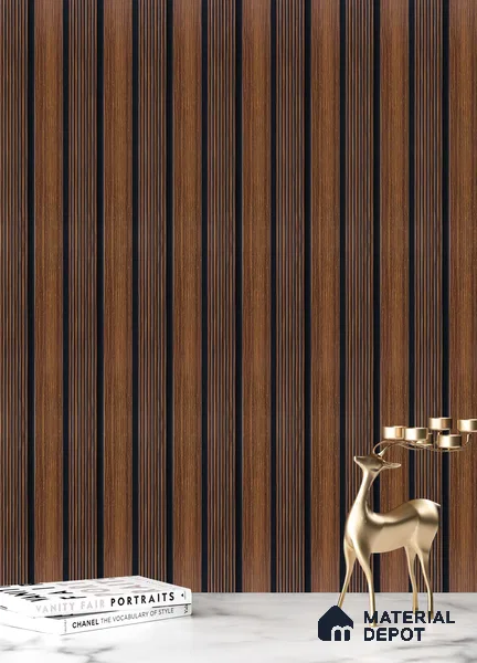 Brown Wooden Louver PN 05319 8 ft x 4.7 inch Charcoal Panel - 12 mm | Suitable for Feature Wall, TV Unit & Living Room | Width is Subjected to 5% Variation