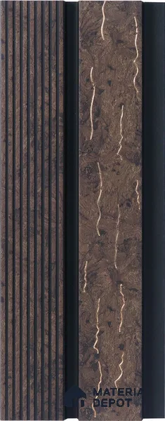 Brown Wooden Louver PN 05320 8 ft x 4.7 inch Charcoal Panel - 12 mm | Suitable for Feature Wall, TV Unit & Living Room | Width is Subjected to 5% Variation