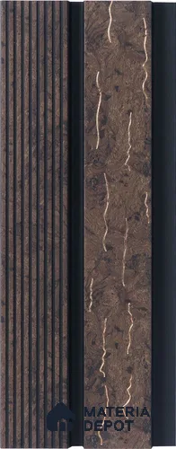 Brown Wooden Louver PN 05320 8 ft x 4.7 inch Charcoal Panel - 12 mm | Suitable for Feature Wall, TV Unit & Living Room | Width is Subjected to 5% Variation