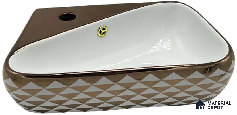 Avyra Sink BS 00098 Harlequin Copper 455 x 280 x 160 mm Rectangular Ceramic Glossy Finish Designer Basin - 160 mm | Suitable For Bathroom, Vanity & Utility Areas