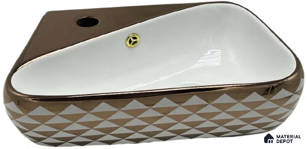 Avyra Sink BS 00098 Harlequin Copper 455 x 280 x 160 mm Rectangular Ceramic Glossy Finish Designer Basin - 160 mm | Suitable For Bathroom, Vanity & Utility Areas
