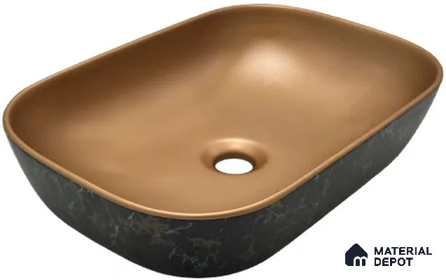 Avyra Sink BS 00073 Bronze Forest 460 x 340 x 135 mm Rectangular Ceramic Matte Finish Designer Basin - 135 mm | Suitable For Bathroom, Vanity & Utility Areas