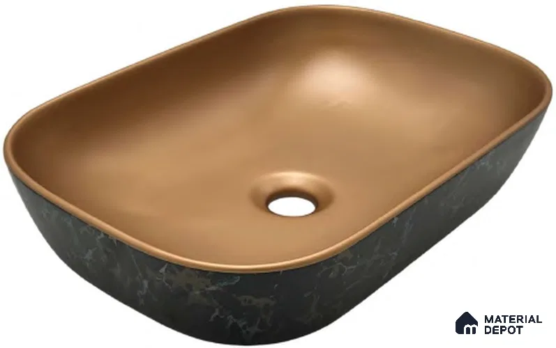 Avyra Sink BS 00073 Bronze Forest 460 x 340 x 135 mm Rectangular Ceramic Matte Finish Designer Basin - 135 mm | Suitable For Bathroom, Vanity & Utility Areas