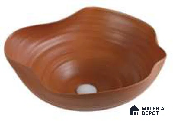 Veyora Sink BS 00116 Terracotta Bloom 460 x 430 x 190 mm Circular Ceramic Matte Finish Handmade Designer Basin - 190 mm | Suitable For Bathroom, Vanity & Utility Areas