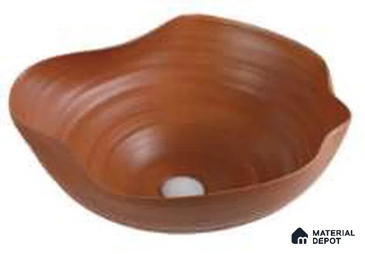Veyora Sink BS 00116 Terracotta Bloom 460 x 430 x 190 mm Circular Ceramic Matte Finish Handmade Designer Basin - 190 mm | Suitable For Bathroom, Vanity & Utility Areas
