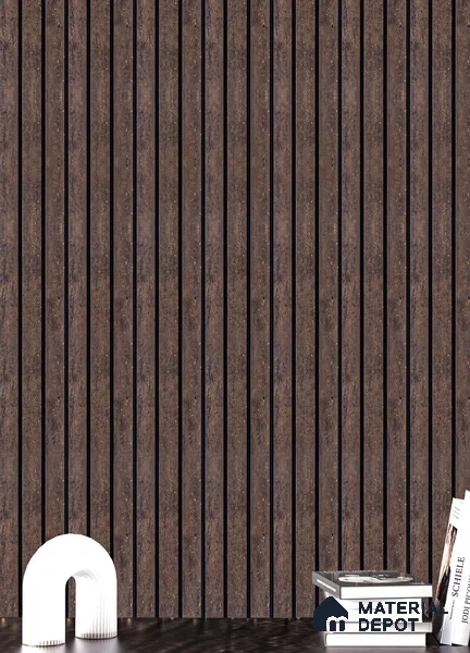Brown Stone Louver PN 05306 8 ft x 4.8 inch Charcoal Panel - 12 mm | Suitable for Feature Wall, TV Unit & Living Room | Width is Subjected to 5% Variation