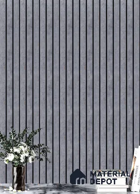 Grey Stone Louver PN 05307 8 ft x 4.8 inch Charcoal Panel - 12 mm | Suitable for Feature Wall, TV Unit & Living Room | Width is Subjected to 5% Variation
