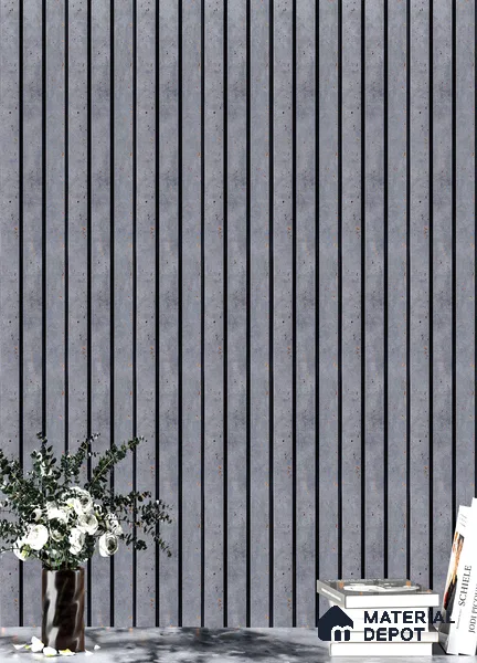 Grey Stone Louver PN 05307 8 ft x 4.8 inch Charcoal Panel - 12 mm | Suitable for Feature Wall, TV Unit & Living Room | Width is Subjected to 5% Variation