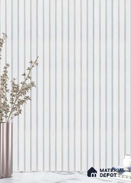White Plain Colour Louver PN 05310 8 ft x 4.8 inch Charcoal Panel - 12 mm | Suitable for Feature Wall, TV Unit & Living Room | Width is Subjected to 5% Variation