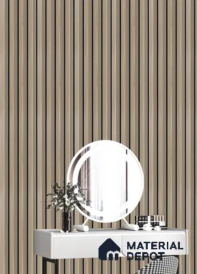 Beige Plain Colour Louver PN 05315 8 ft x 4.7 inch Charcoal Panel - 12 mm | Suitable for Feature Wall, TV Unit & Living Room | Width is Subjected to 5% Variation