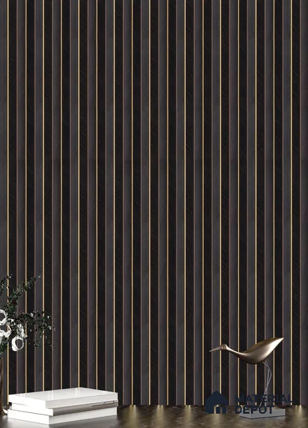 Black Wooden Louver PN 05271 8 ft x 4.7 inch Charcoal Panel - 12 mm | Suitable for Feature Wall, TV Unit & Living Room | Width is Subjected to 5% Variation