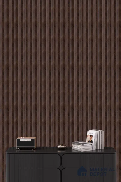 Brown Wooden Louver PN 05272 8 ft x 4.7 inch Charcoal Panel - 12 mm | Suitable for Feature Wall, TV Unit & Living Room | Width is Subjected to 5% Variation