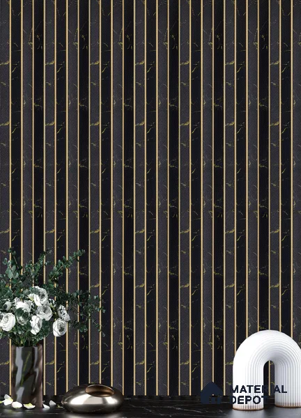 Black Marble Louver PN 05274 8 ft x 4.7 inch Charcoal Panel - 12 mm | Suitable for Feature Wall, TV Unit & Living Room | Width is Subjected to 5% Variation