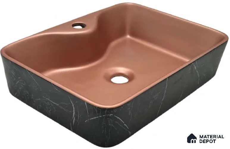 Avyra Sink BS 00072 Rose Onyx 480 x 370 x 130 mm Rectangular Ceramic Matte Finish Designer Basin - 130 mm | Suitable For Bathroom, Vanity & Utility Areas