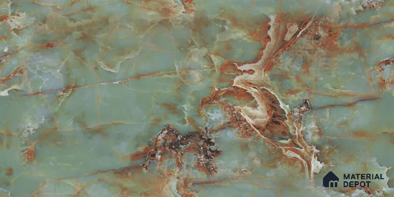 Endless Marble Floor & Wall Tile TL 12737 Emerald Onyx 4 ft x 2 ft Glossy Finish Vitrified Tile - 8 mm | 4 Random Design