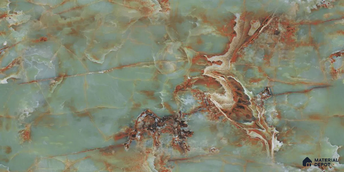Endless Marble Floor & Wall Tile TL 12737 Emerald Onyx 4 ft x 2 ft Glossy Finish Vitrified Tile - 8 mm | 4 Random Design