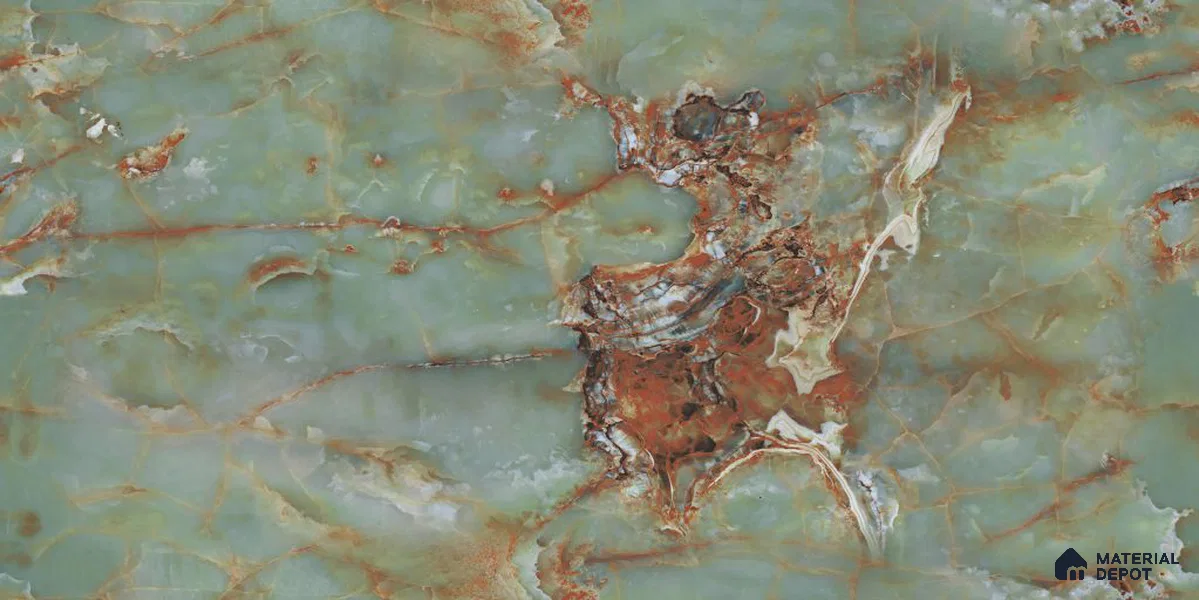 Endless Marble Floor & Wall Tile TL 12737 Emerald Onyx 4 ft x 2 ft Glossy Finish Vitrified Tile - 8 mm | 4 Random Design