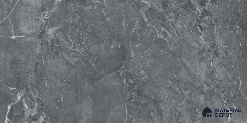 Marble Floor & Wall Tile TL 12727 C Arctic Black 4 ft x 2 ft Glossy Finish Vitrified Tile - 8 mm | 3 Random Design