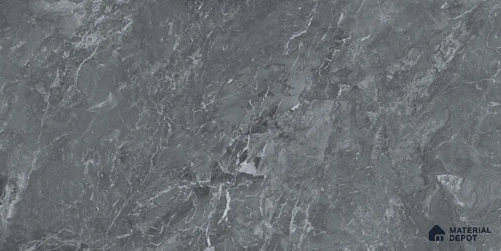 Marble Floor & Wall Tile TL 12727 C Arctic Black 4 ft x 2 ft Glossy Finish Vitrified Tile - 8 mm | 3 Random Design