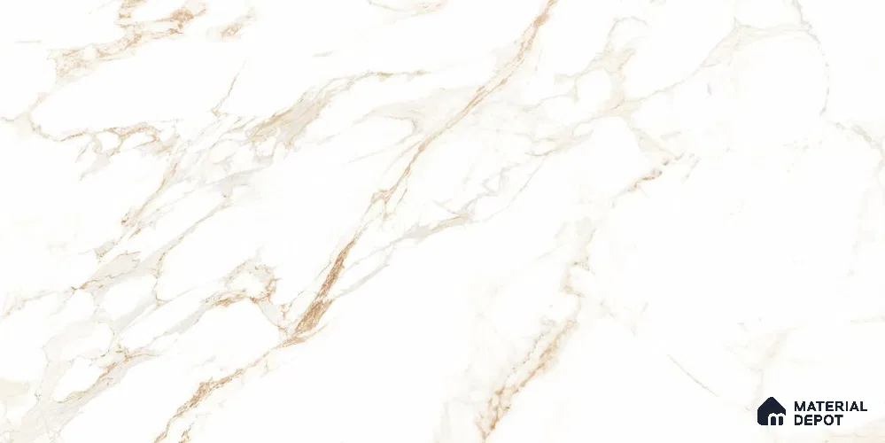 Marble Floor & Wall Tile TL 12728 Glassgow Gold 4 ft x 2 ft Glossy Finish Vitrified Tile - 8 mm | 12 Random Design