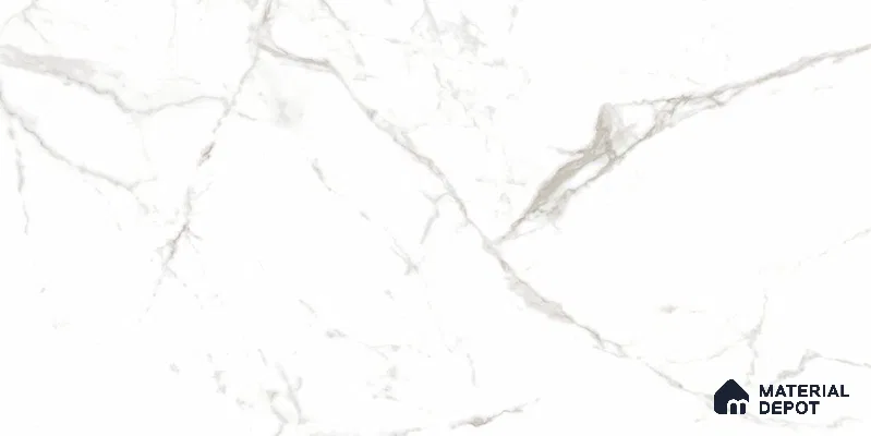 Marble Floor & Wall Tile TL 12721 Elegant Statuario 4 ft x 2 ft Glossy Finish Vitrified Tile - 8 mm | 12 Random Design