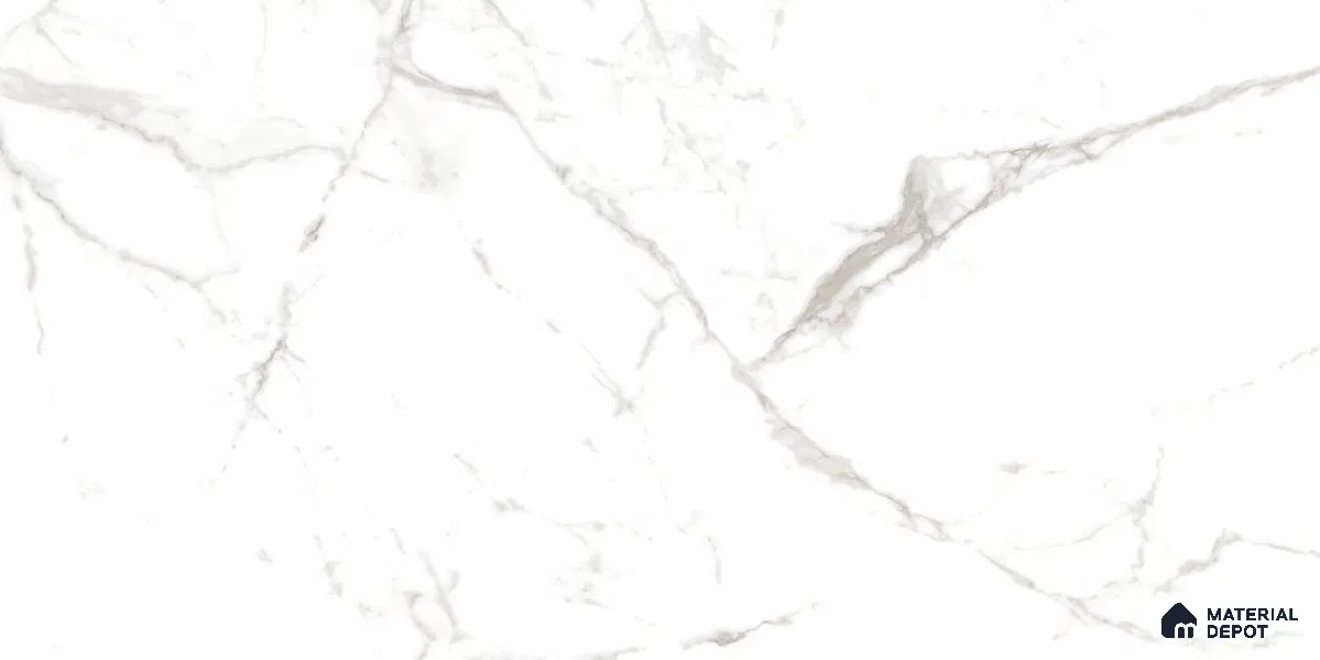 Marble Floor & Wall Tile TL 12721 Elegant Statuario 4 ft x 2 ft Glossy Finish Vitrified Tile - 8 mm | 12 Random Design