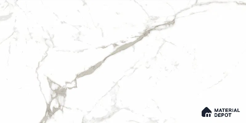 Marble Floor & Wall Tile TL 12721 Elegant Statuario 4 ft x 2 ft Glossy Finish Vitrified Tile - 8 mm | 12 Random Design