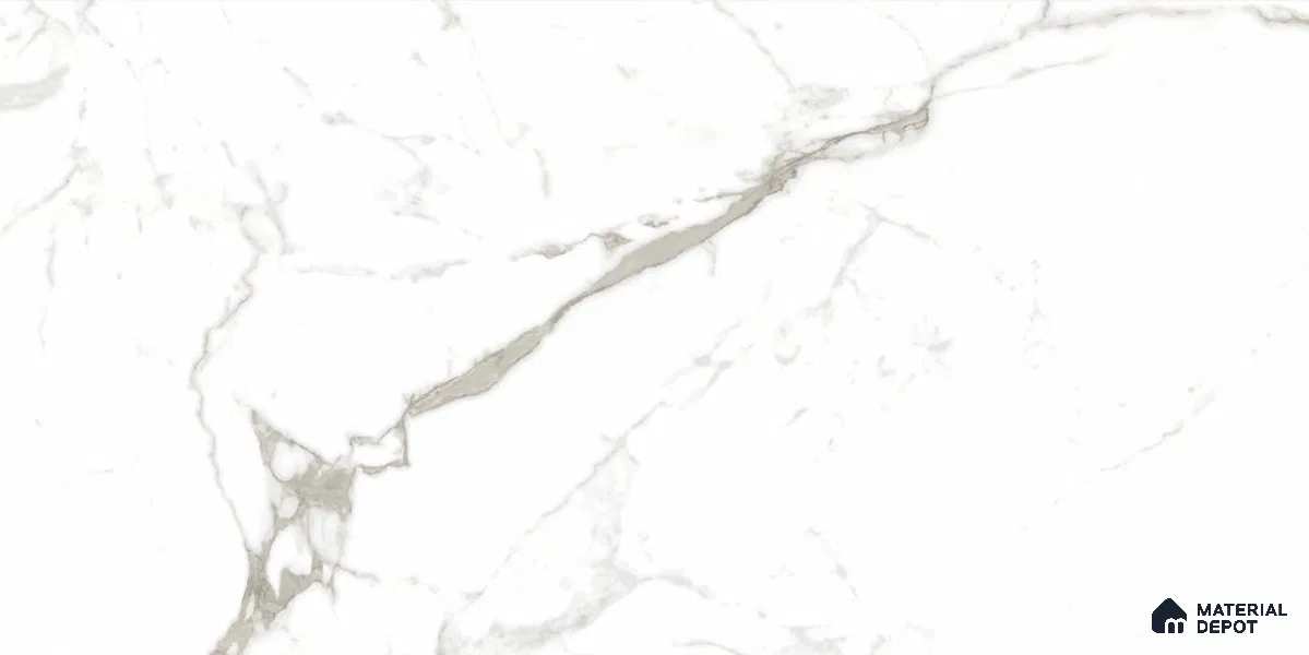 Marble Floor & Wall Tile TL 12721 Elegant Statuario 4 ft x 2 ft Glossy Finish Vitrified Tile - 8 mm | 12 Random Design