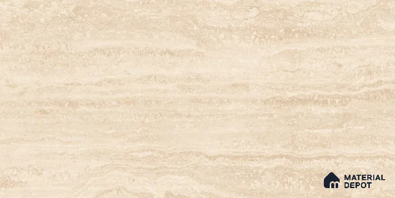 Marble Floor & Wall Tile TL 12723 B Travertino Ivory 4 ft x 2 ft Glossy Finish Vitrified Tile - 8 mm | 6 Random Design