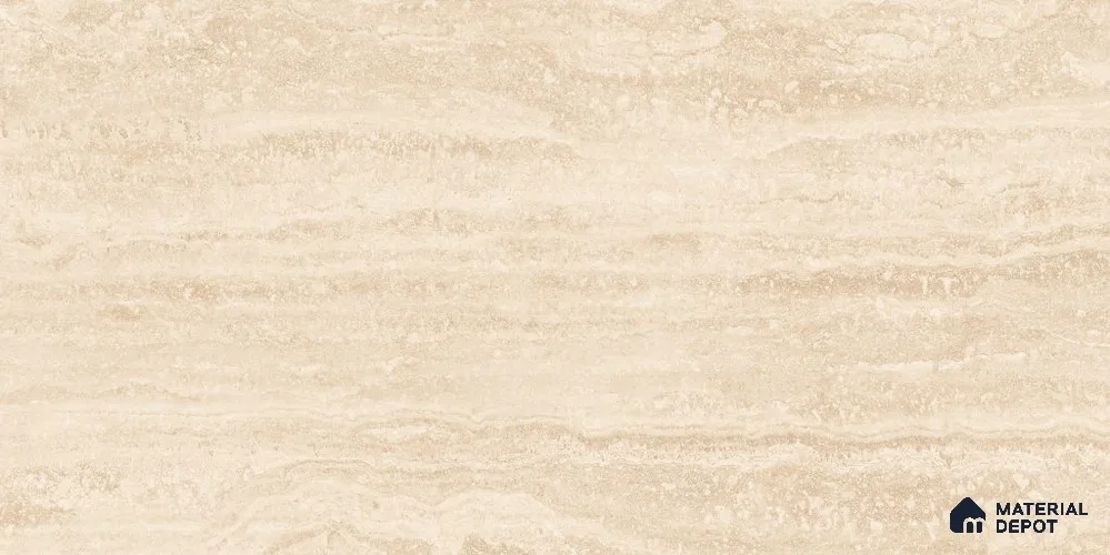 Marble Floor & Wall Tile TL 12723 B Travertino Ivory 4 ft x 2 ft Glossy Finish Vitrified Tile - 8 mm | 6 Random Design