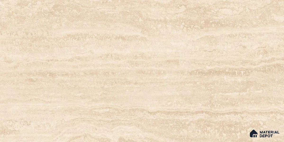 Marble Floor & Wall Tile TL 12723 B Travertino Ivory 4 ft x 2 ft Glossy Finish Vitrified Tile - 8 mm | 6 Random Design