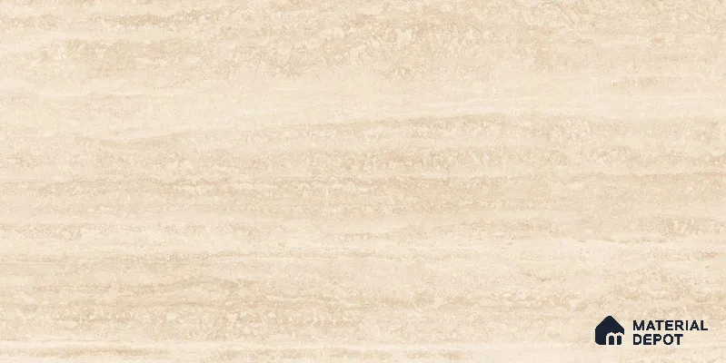 Marble Floor & Wall Tile TL 12723 B Travertino Ivory 4 ft x 2 ft Glossy Finish Vitrified Tile - 8 mm | 6 Random Design