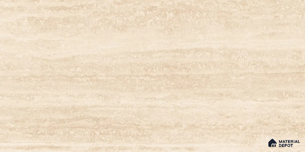 Marble Floor & Wall Tile TL 12723 B Travertino Ivory 4 ft x 2 ft Glossy Finish Vitrified Tile - 8 mm | 6 Random Design