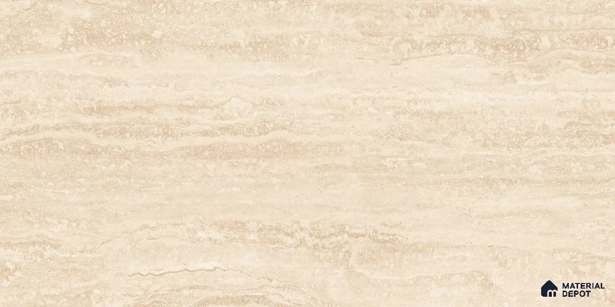 Marble Floor & Wall Tile TL 12723 B Travertino Ivory 4 ft x 2 ft Glossy Finish Vitrified Tile - 8 mm | 6 Random Design